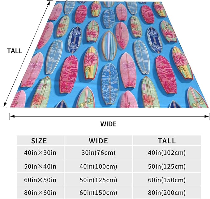 Hawaii Throw Blanket Soft Flannel Blanket 60"x50" in Bed Blanket Home Decor for Room Sofa Couch All Season