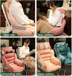 Cute Chair Cushion Plush Non-Slip Rocking Chair Pad Desk Seat Cushion Cartoon Back Waist Support for Dining Dorm Floor Car Office Patio(Grey Dog)