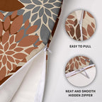 Brown Grey Gray Pillow Covers 16X16 Inch Set of 2, Spring Modern Geometry Dahlia Floral Print Decorative Throw Pillow Covers Outdoor Farmhouse Cushion Case for Couch Sofa Bed Decor