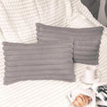 2 Pack 12x20 Pillow Cover Velvet Pillow Covers, Faux Fur Oblong Throw Pillow Covers for Living Room Decorations, Grey
