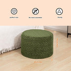 Round Pouf Ottoman 20 x 20 x 14 Inches Boho Poof Home Decor Floor Pouffe Ottoman Foot Rest for Couch Sofa Bean Bag Chairs Living Room Bedroom (Green)