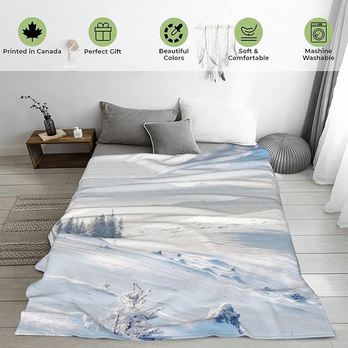 Cute Deer Blanket 50×60 Inch,Forest Fawn and Mushroom Print Lightweight Flannel Throw with Woodland on White Background,Spring Rustic Farmhouse Home Decor,Gifts for Girls,Women