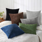 decorUhome Chenille Dark Grey Throw Pillow Covers 26x26 Inch Set of 2, Decorative Soft Couch Pillow Covers Solid Dyed Accent Velvet Farmhouse Neutral Square Pillow Cases for Sofa Bed Living Room