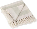 DII Rustic Farmhouse Cotton Cabana Striped Blanket Throw with Fringe, 50 x 60 - Cabana Striped Artichoke