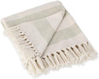 DII Rustic Farmhouse Cotton Cabana Striped Blanket Throw with Fringe, 50 x 60 - Cabana Striped Artichoke