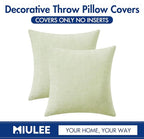 MIULEE Pack of 2 Spring Light Green Couch Throw Pillow Covers 20x20 Inch Soft Chenille Pillow Covers for Sofa Living Room Solid Dyed Pillow Cases