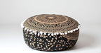 INDIAN CRAFT CASTLE ICC Mandala Barmeri Large Floor Pillow Cover Cushion Meditation Seating Ottoman Throw Cover Hippie Decorative Zipped Bohemian Pouf Ottoman Cases Black Gold, 18" Round
