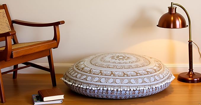 INDIAN CRAFT CASTLE ICC 32 Inch Floor Pillows & Cushions Covers Decorative Hippie Mandala Pouf Pillow Covers Bohemian Seating Meditation Cushion Cover Large Boho Ottoman Case Pillowcase for Couch