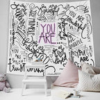 Boqin Quote You Are Tapestry Inspirational Wall Art Wall Hanging Positive Saying Classroom Tapestries for Teen Girl Bedroom Dorm - 50x60 Inches - White