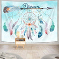 Dream Catcher Feather Small Tapestry, Native American Arrow Dreamcatcher Tapestry Wall Hanging for Teen Girl Bedroom, Blue Teal Bohemian Tapestries Living Room College Dorm Home Decor (60W X 40H)