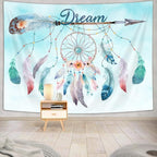 Dream Catcher Feather Small Tapestry, Native American Arrow Dreamcatcher Tapestry Wall Hanging for Teen Girl Bedroom, Blue Teal Bohemian Tapestries Living Room College Dorm Home Decor (60W X 40H)