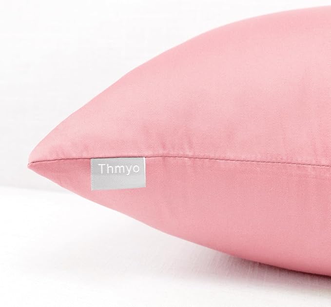 Thmyo 4-Pack 100% Cotton Comfortable Solid Decorative Throw Pillow Case Square Cushion Cover Pillowcase Sublimation Blank Pillow Covers DIY Throw Pillowcase for Sofa(18x18inch/45x45cm,Pink 2)