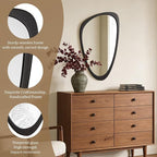 WallBeyond Asymmetrical Mirror, Irregular Wall Mirror, Wall Mirrors Decorative for Bedroom Living Room Entryway Hall, Wood Mirror for mid Century Modern Decor 30" H x 19" W, Black