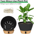 ZMTECH 2 Pack 10 Inch Hanging Planters with Macrame Plant Hanger for Indoor and Outdoor Plants, Self Watering, Drainage Hole, Visible Level Tray, Gray