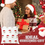 2 Pcs Christmas Tufted Throw Pillow Covers 18 x 18 Inch Cute Santa Claus Soft Dutch Velvet Pillowcase Xmas Red White Square 3D Embroidery Cushion Cover Winter Holiday Decor for Sofa Couch Bed