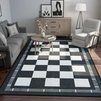 Vasofe Plaid 3x5 Outdoor Patio Rug,Checkered Jute Entryway Rugs, Washable Black and White Indoor Bedroom, Farmhouse Neutral Front Door Mat,Modern Carpet for Porch Patio Balcony Kitchen