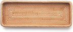 Rattan Bathroom Vanity Trays Toilet Tank Baskets Long Narrow Hand Towel Storage Basket for Storage, Decorative (Natural 16.3 x 6.1 x 2 inch)