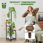 TOSKING 5 Tier Metal Anti-Tip Plant Stand indoor, Wide Base for Pots, Child and Pet Friendly ,Heavy Duty Plant Shelf ,Corner Shelf, Flower Pot Stand for Multiple Plants, Indoor Plants Tiered Stand for Living Room Balcony Garden Patio Bedroom(Black and ...