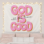 AQYIP God Is Good All the Time Christian Tapestry, Bible Verse Tapestry Decorative, Religious Scripture Wall Tapestries Blanket Decor for Home Office Church Prayer Room, 50x60 Inch
