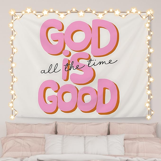 AQYIP God Is Good All the Time Christian Tapestry, Bible Verse Tapestry Decorative, Religious Scripture Wall Tapestries Blanket Decor for Home Office Church Prayer Room, 50x60 Inch