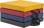 FDP SoftScape 12 inch Square Toddler Floor Cushions with Handles Flexible Seating for Daycare, Preschool, Playroom 1.5 inch Deluxe Foam (4-Piece) - Volcano