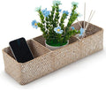 Seagrass Storage Basket for Bathroom, Wicker Toilet Basket Tank Topper, Woven Storage Box for Organizing (Whitewash, 16.5" x 5.5" x 3.5")