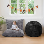 MAXYOYO 3 in 1 Kids Bean Bag Chair Bed, Child Floor Sofa for Gaming, Reading, Faux Fur Floor Mattress with High-Density Foam Filling for Living Room Bedroom