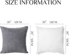 Softalker Throw Pillow Covers 20x20 Inch, Set of 2, Soft Corduroy Boho Stripe Decorative Pillow Cover, Couch Fluffy Pillow Cover for Farmhouse Home Decor Bed Living Room, Dark Grey