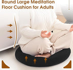 4Pcs Floor Pillows for Adults, 22x22x6 Inch Meditation Cushions, Large Round Sitting Cushion Living Room Memory Foam Pillow for Sitting (4, Black, 22x22x6 Inch)