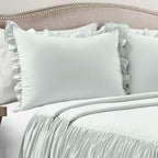 Lush Decor Ruffle Skirt Bedspread Set - 3-Piece Luxurious Farmhouse Bedding - Elegant Ruffle Detail - Timeless Style - Soft Lightweight Sheets - King, Sea Salt