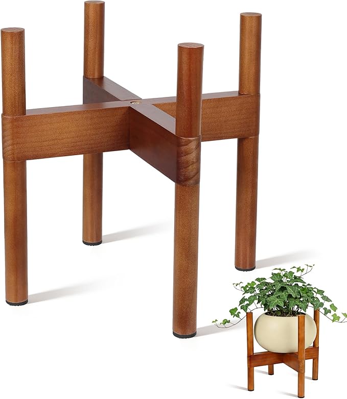 Plant Stand Indoor, Wood Plant Holder, Mid Century Modern Decor Tall Planter Stands, 2 Height Displays Corner Single Flower Stand for Balcony, Living Room,Garden Patio Fit 5-10 Inch Pots