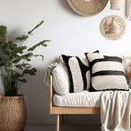 Oudain 2 Pcs Black and White Tufted Pillow Covers Boho Chunky Geometric Decorative Throw Pillow Case 18 x 18 Inches Abstract Pillowcases for Bed Couch(White, Black, Classic Style)