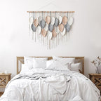 Alynsehom Large Macrame Wall Hanging, Boho Woven Tapestry, Chic Modern Bohemian Handmade Leaf Feather Wall Art Home Decor for Apartment Dorm Living Room Bedroom Nursery Backdrop (39" W X 29.5" L)