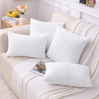 Simmore Decorative Spring Euro Sham Throw Pillow Covers 24x24 Set of 2, Soft Natural Plush Flannel Double-Sided Fluffy Couch Pillow Covers for Sofa Living Room, White