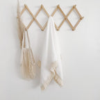 Muslin Cotton Baby Receiving Blanket with Fringe, Boho Bohemian Tassels, Nursery Decor, Boy or Girl Unisex Swaddle Wrap, Use as Throw or Nursing Fringed Blankets (White)