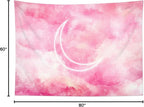 LB Pink Sky Tapestry Fantasy Pink Cloud and Moon Nature Landscape Wall Hanging Colorful Aesthetic Tapestries Wall Blanket for Bedroom Living Room Girl Teen Dorm Party Decor 80x60 Inches