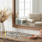 sawsile Rectangular Wood Mirror,22x30 inch Rustic Farmhouse Natural Wooden Frame Boho Beads Wall Mirror for Bathroom,Living Room,Bedroom or Entryway