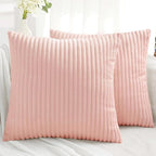 Simmore Decorative Spring Valentine’s Day Throw Pillow Covers 18x18 Set of 2, Soft Plush Flannel Double-Sided Fluffy Couch Pillow Covers for Sofa Living Room, Pink