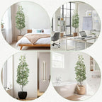 6FT Artificial Eucalyptus Tree with Wicker Basket & Black Pot, Indoor Green Faux Eucalyptus Trees, Fake Eucalyptus Plants with Lifelike Leaves & Natural Trunk for Home Office Bedroom, 1 Pack