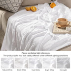PHF 100% Cotton Muslin Blanket King Size 108"x90", 4-Layer Lightweight Gauze Throw, Breathable Cloud-Soft Minimalist Blanket for Bed, Couch, Camping & Baby, White, Ideal Gift