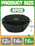 4pcs 16in Thick Felt Hanging Basket Liners - Heavy-Duty 400GSM Non-Woven Fabric Round Planter Liner for Garden Wall Flower Hanging Baskets, Replacement for Coco Fiber Liner