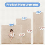 1.3" Thick Baby Bedside Floor Mat for Bedroom, Basic Padded Foam Soft Plush 28x72 Runner Rug with Non Slip Cushioned for Nursery Playroom (Beige)