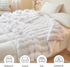 LIFEREVO Luxury Fluffy Faux Rabbit Fur Blanket, Plush Fuzzy Bubble Throw for Couch Sofa, Cozy Comfy Furry Bed Blanket Home Decoration, Aesthetic Shaggy Throw for Bedroom Living Room, 60x90, White