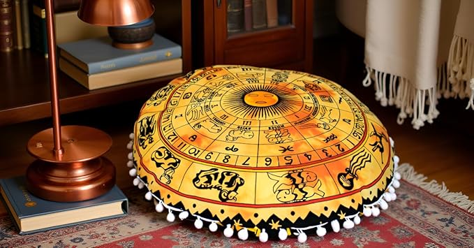 ICC 32 Inch Large Round seat Floor Cushion Chair Ottoman Cover Pouf Pillow Meditation Floor Cushions for Adults Seating pouffe Ottoman Throw Covers Craft Room Furniture for Sitting Cover