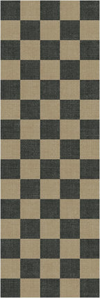 Lessymo Checkered Easy Jute 2x6 Rug, Kitchen Runner Rug Non Slip Washable Entryway Bathroom Rug, Farmhouse Black Indoor Outdoor Carpets for Bedroom Hallway Porch, Diamond Black/Beige