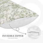 Sage Green Pillow Covers 12x20 Set of 2 Light Green Floral Chinoiserie Throw Pillows Rustic Toile Flower Decorative Pillow Cases Outdoor Chinoiserie Decor Lumbar Cushion Case for Couch Sofa