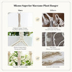 Mkono 3 Pack Macrame Plant Hangers, Different Sizes Hanging Planters Indoor Basket Decorative Flower Pots Holder Stand Boho Home Decor, Ivory