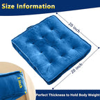 Floor Pillow Set of 2, Memory Foam Meditation Cushion, Floor Cushions for Adults Sitting, Large Square Seat Cushions for Yoga, Couch, Sofa, Kids, Living Room, 20x20 Inch (Navy Blue)