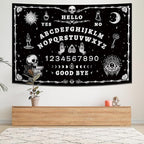 Atrippy Halloween Gothic Grunge Room Decor, Skull Tapestry for Bedroom,Goth Witchy Dark Aesthetic Home Decor,Small Skeleton Vintage Black and White Emo Wall Decor (24" X 36")