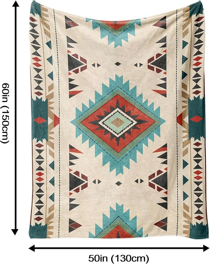 Aipon Boho Aztec Throw Blanket 50"x 60", Western Indian Native American Blanket Southwestern Decor, Beige Soft Cozy Lightweight Throws Blankets Gifts for Women Men Couch Bed Sofa Chair